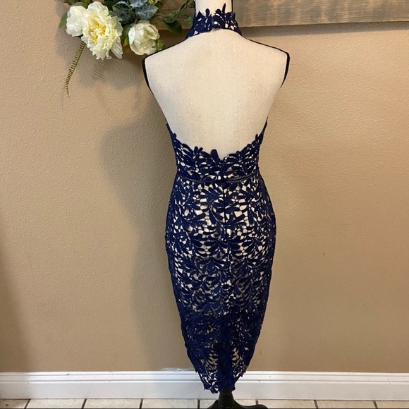 NWOT Lulus Divine Destiny Navy Blue Lace Midi Dress - Picture 4 of 17
